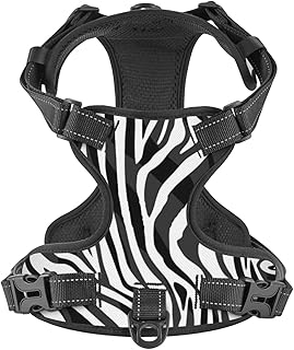 No Pull Dog Harness, Zebra Print Walking Pet Puppy Harness with Leash, Adjustable Reflective Vest Easy Control for Small Medium Large Dogs Cats