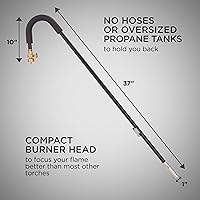 Vista 4 de Ivation Mini antorcha de propano con autoencendedor, herramienta de quemador de malezas de mano con encendedor integrado para césped, patio