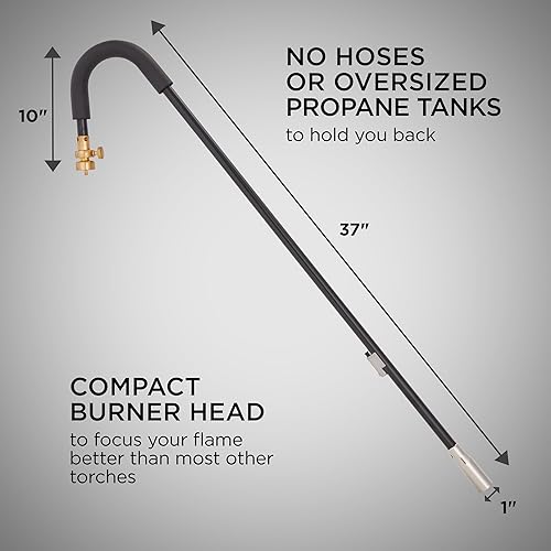 Miniatura 4 de Ivation Mini antorcha de propano con autoencendedor, herramienta de quemador de malezas de mano con encendedor integrado para césped, patio,