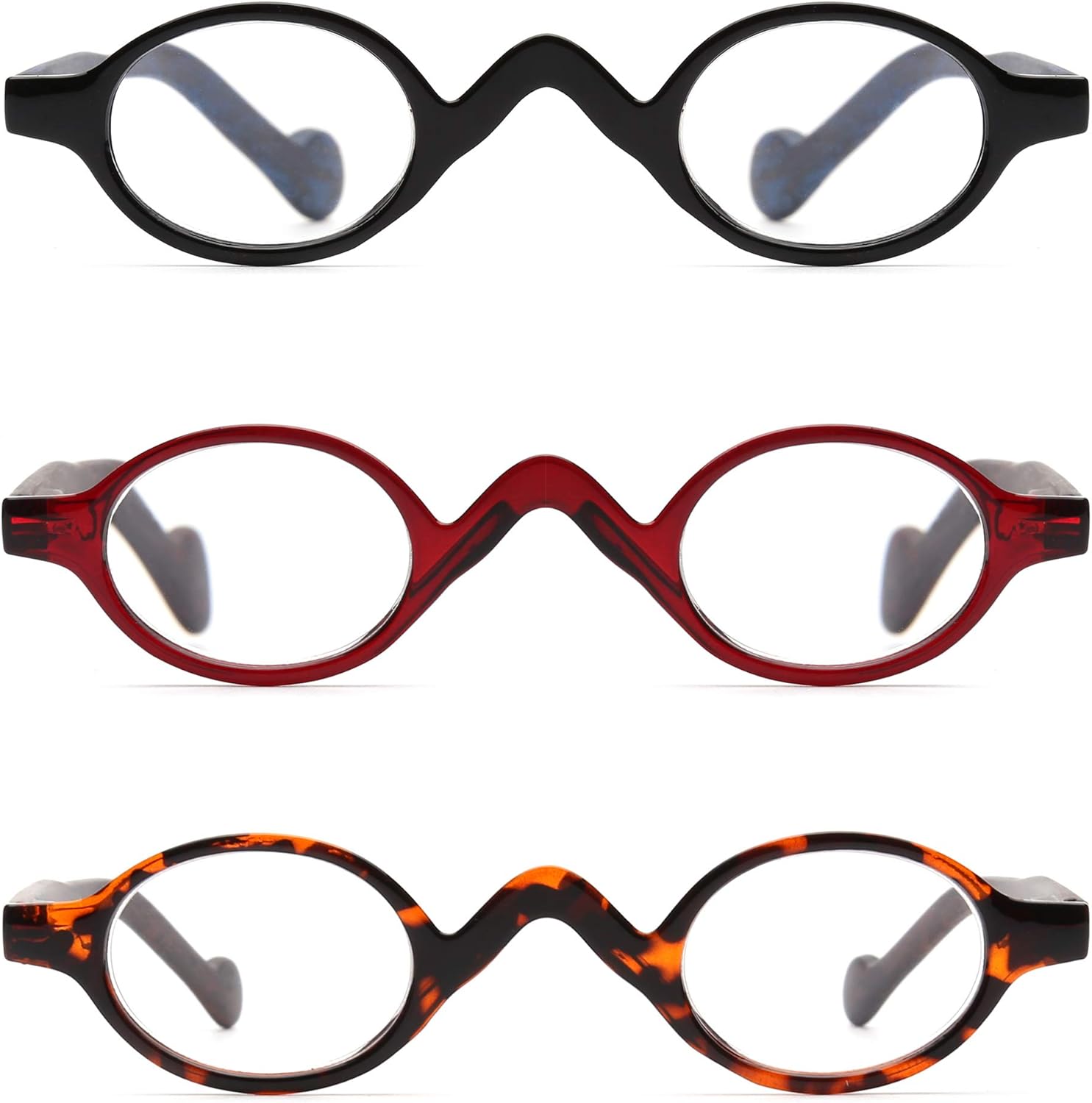 JM Set of 4 Retro Round Reading Glasses Spring Hinge Readers Men Women Glasses for Reading 4 Pack Mix - Image 2