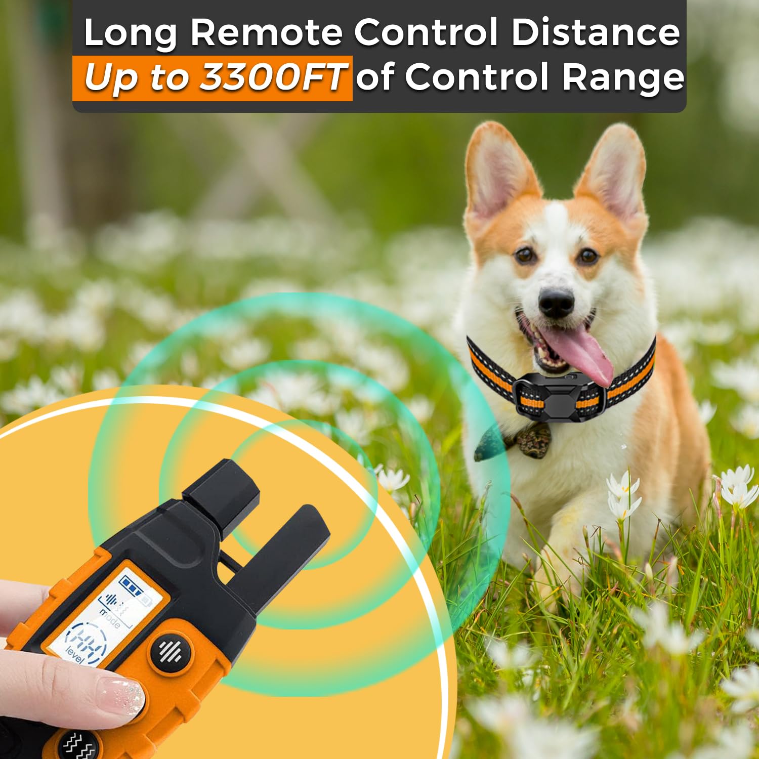 Collare Addestramento per Cani, Collare Ricaricabile con Portata di Controllo 2600m, 3 Modalità di Allenamento Efficaci di Suono/Vibrazione/Forte Vibrazione, Impermeabile IP67, Senza Scosse