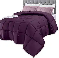 Utopia Bedding Edredons Queen Size, enchimento de edredom para todas as estações, edredom de cama com costura em caixa alternativa com abas de canto, lavável na máquina (ameixa)