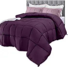 Utopia Bedding Edredons Queen Size, enchimento de edredom para todas as estações, edredom de cama com costura em caixa alternativa com abas de canto, lavável na máquina (ameixa)