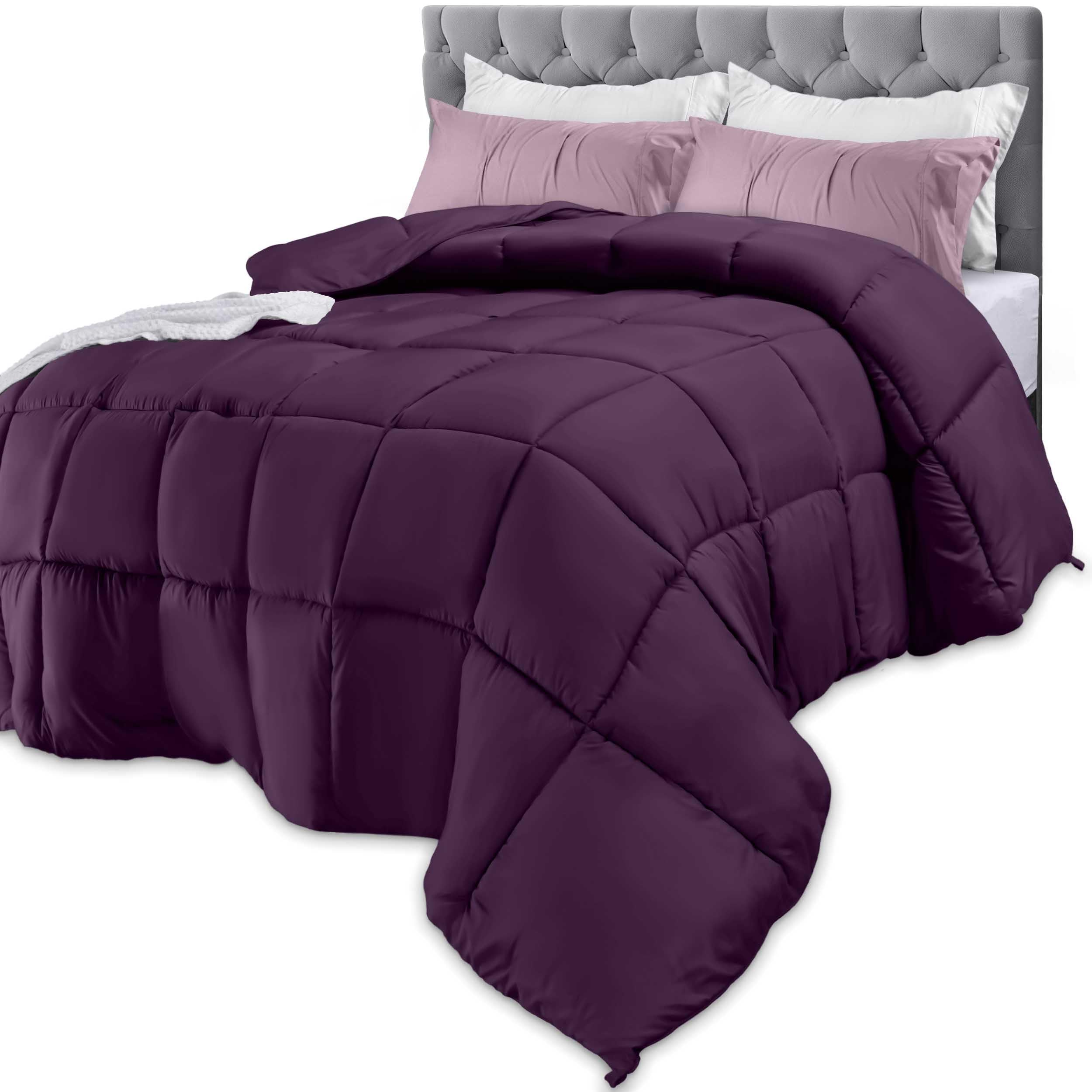 Utopia Bedding Comforters Queen Size, All Season Duvet Insert, Down Alternative Box Stitched Bed Comforter with Corner Tabs, Machine Washable (Plum)