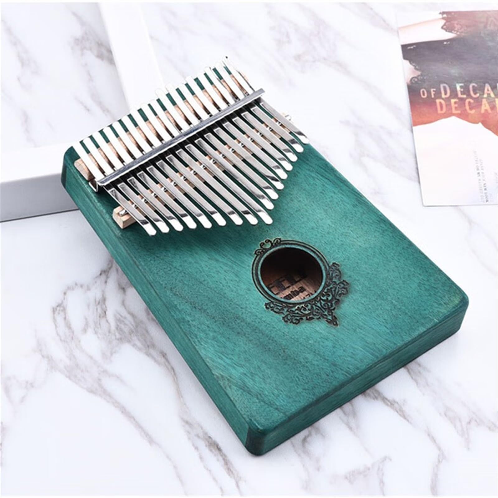 Finger Piano Kalimba Anfänger Finger Stahl Musikinstrument Tragbarer Handschutz 17-Ton Mahagoni Grün Volles Zubehör