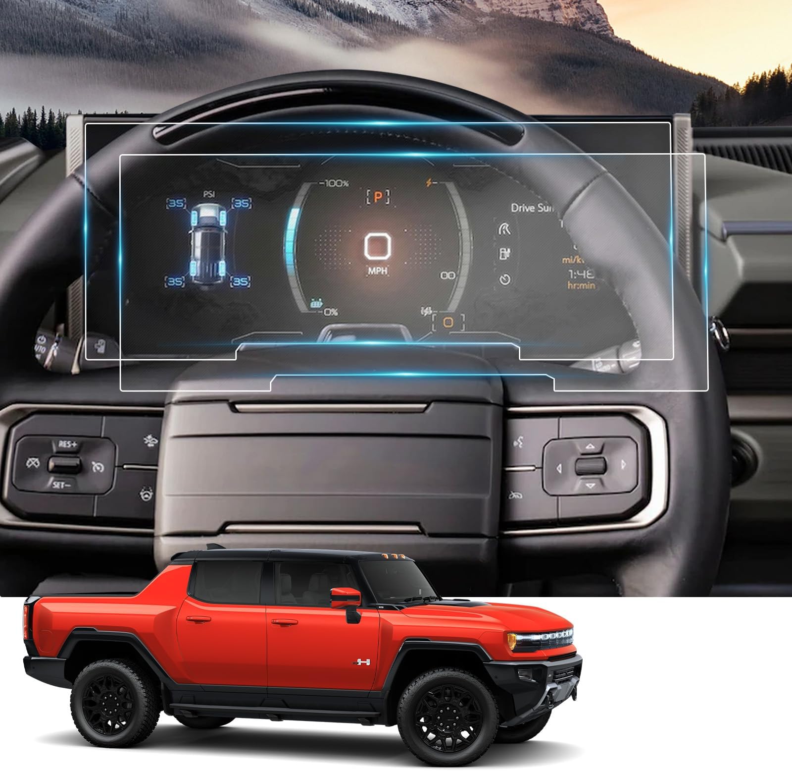 Compatible with 2025 GMC Hummer EV Screen Protector for 2025 Hummer EV Accessories Screen Protector for 2022-2025 GMC Hummer EV Pickup 3X/2X 12.3" Driver Information Nano Protective Film 2 Pack