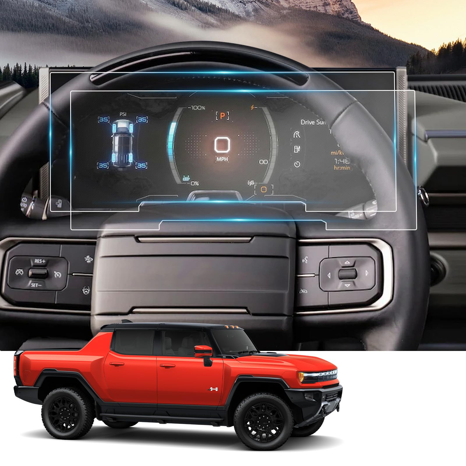 Compatible with 2025 GMC Hummer EV Screen Protector for 2025 Hummer EV Accessories Screen Protector for 2022-2025 GMC Hummer EV Pickup 3X/2X 12.3" Driver Information Nano Protective Film 2 Pack