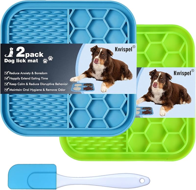 Comedouro Lento Tapete de Lamber para Cães e Gatos Kwispel com Ventosas, Silicone, 2 Unidades