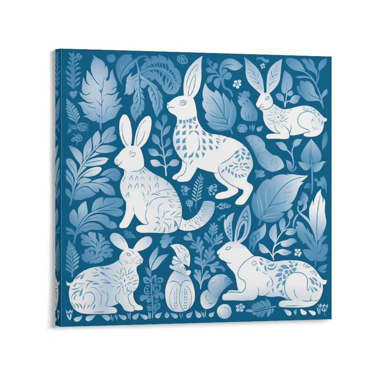 Rabbit Silhouette Canvas Wall Art for Bedroom 28x28inch(70x70cm) Canvas Prints Artwork for Walls Modern Picture Artwork Painting for Living Room Aesthetic Wall Paintings for Bathroom Kitchen Office De