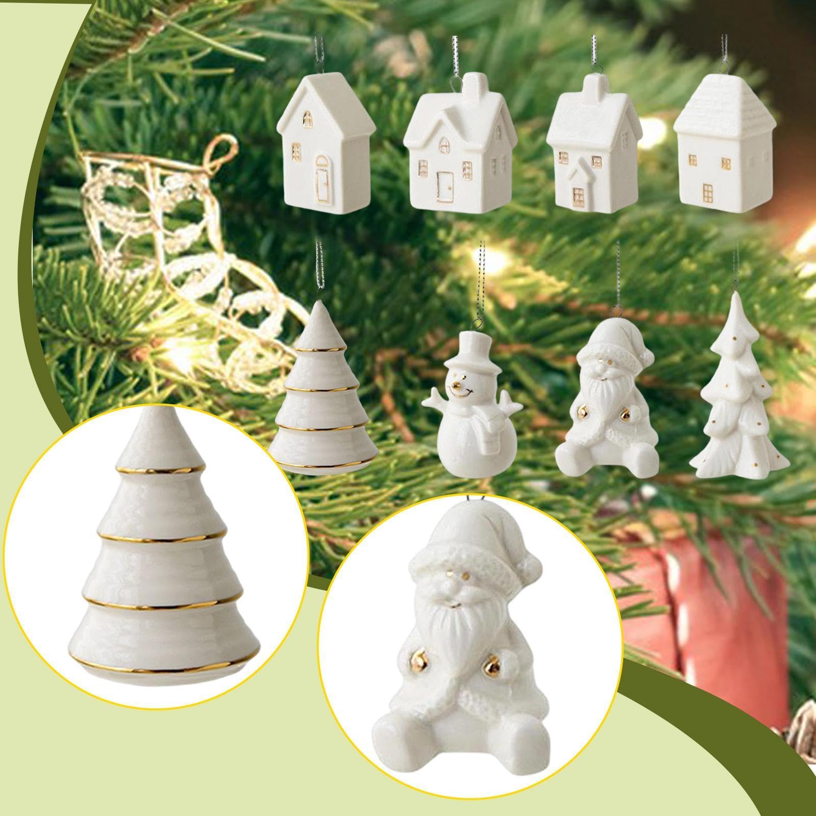 Ornamenti per Albero di Natale in Ceramica, 8 Pezzi Mini Decorazioni Appendere (5cm/2in)