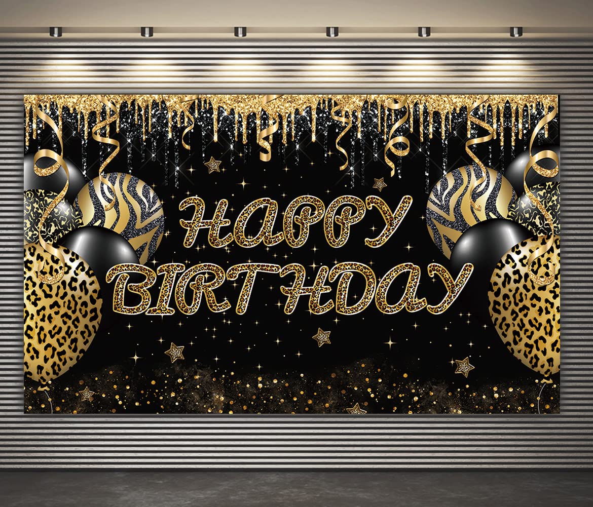 Amazon.com : Large Gold Leopard Happy Birthday Backdrop Huge Leopard Happy  Birthday Banner Cheetah Birthday Party Decoration Gold Leopard Birthday  Photography Background Adults Women Birthday Backdrop (6 X 3.6 FT) :  Electronics