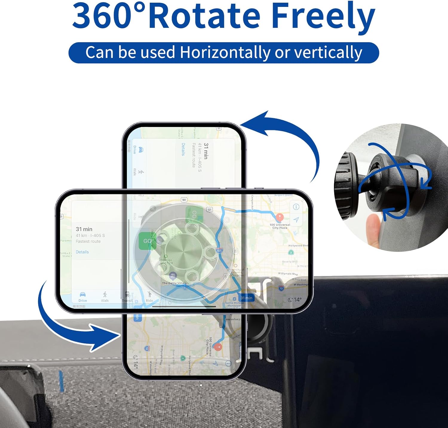 Car Phone Holder for Ford Mustang Mach-E 2021-2025 Accessories 15.5-inch Screen，Car Mount，[Strongest Magnets] 360° Rotation [Adjustable Extended Arm]，Compatible with All Cell Phones