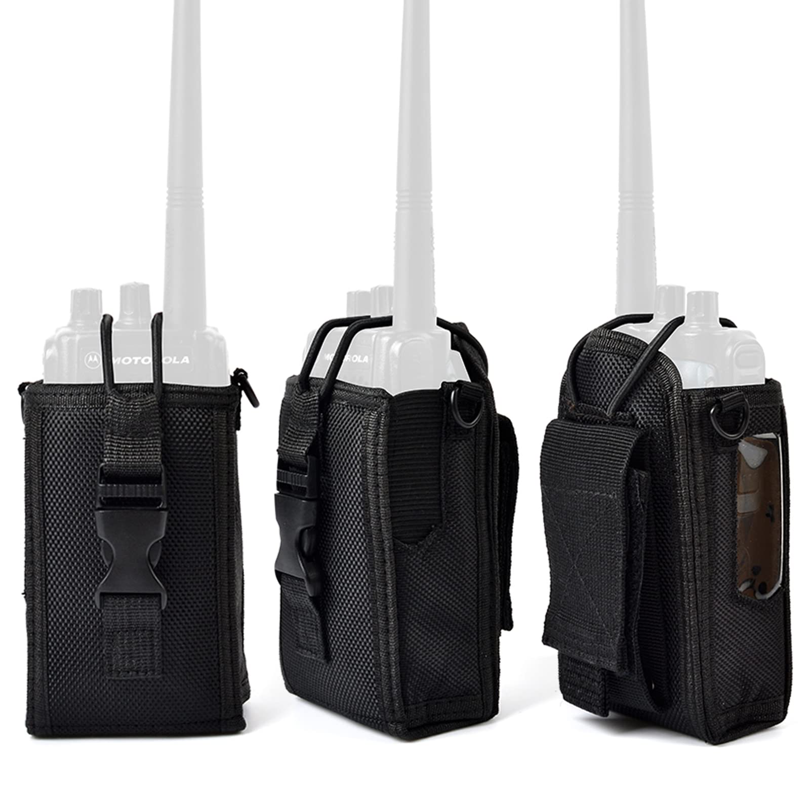 HYS Etui en Nylon Walkie Talkie Pouch Compatible avec Motorola GP328 PRO5150 GP320 GP340 MTX960 Président Randy 3(III) Sepura Mindland Radio Portable, avec Boucle de Ceinture et dragonne