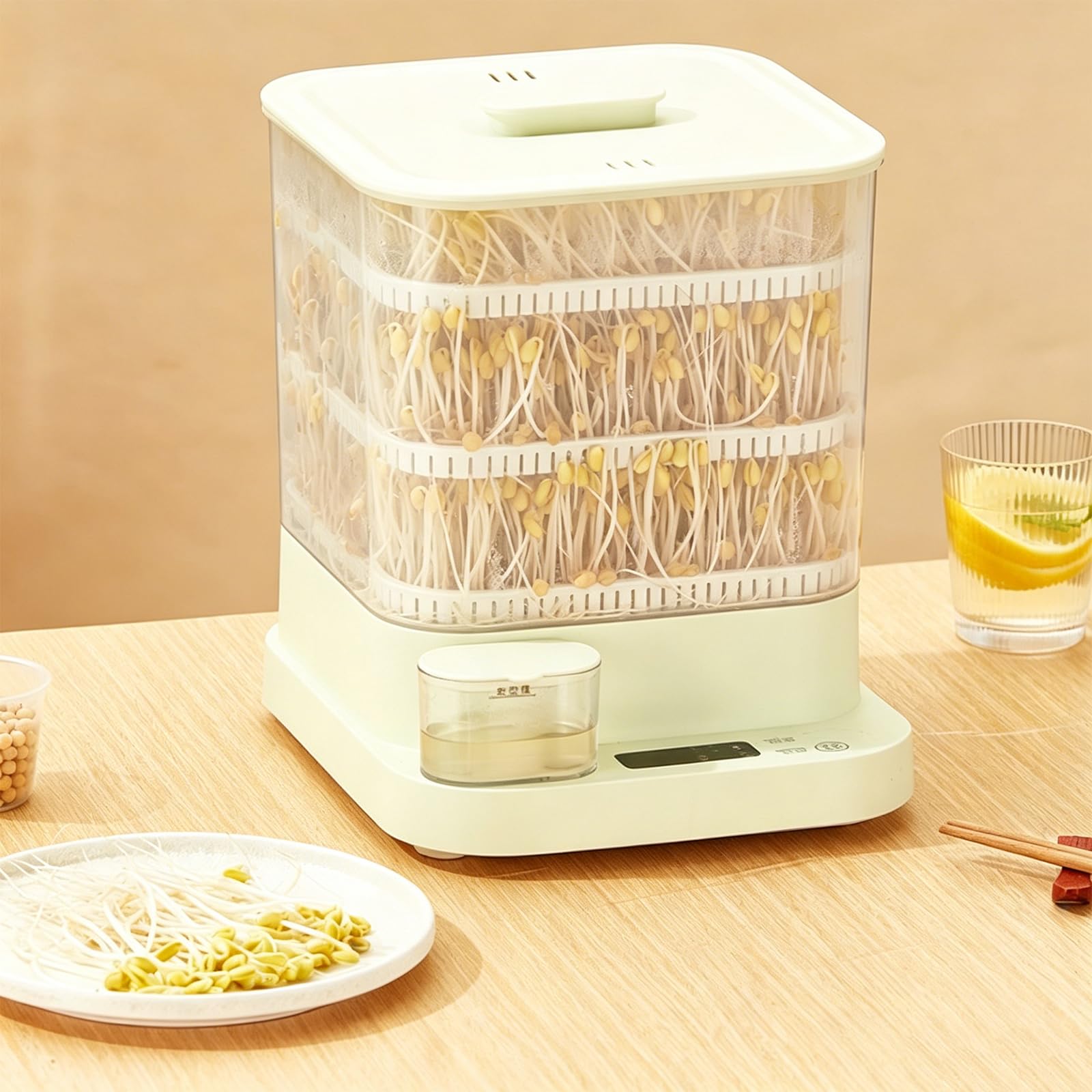 Germoir Automatique - 3 Niveaux, Grande Capacité, Réservoir Deau De 1,5 L, Kit De Germination pour Radis, Herbe De Blé, Graines Diverses Et Haricots