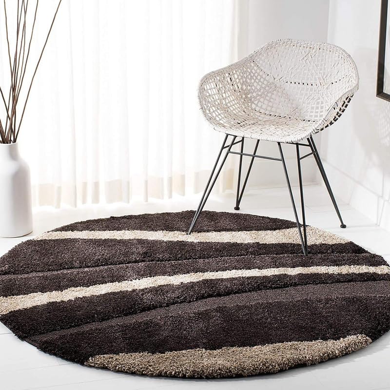 Modern Round Shaggy Carpets |Bedside Runner| Rugs for Hall, Offices, Kitchens, Bedroom, Living Room and Cabins (4x4 Feet)