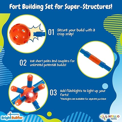 Miniatura 4 de Intellio Toys Bright Builder - Kit de construcción de fuertes para niños 100 piezas azul y rojo fuerte creativo para niños y niñas de 4 5 6 7 8 años