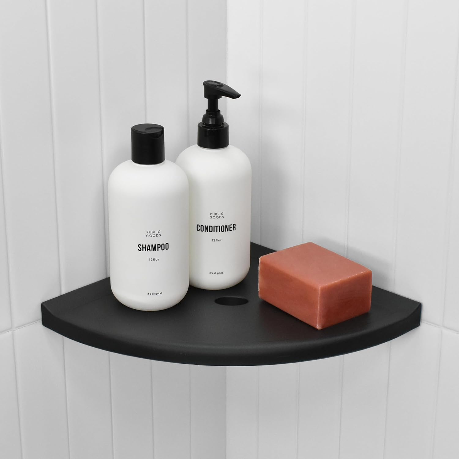 Questech 10" Corner Shower Shelf - Lugged for New Construction, Shower Organizer for Tiled Walls, Corner Caddy Soap Dish Bathroom Storage, Metro Lugged, Graphite Black