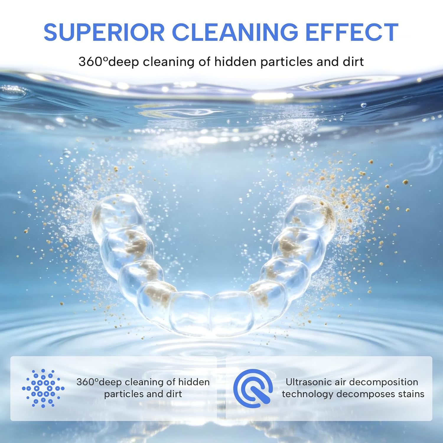 Ultrasonic Retainer Cleaner-45kHz Retainer Cleaner Machine,4 Modes Ultrasonic Cleaner for Dentures, Aligners,Mouth Guards, Braces,Toothbrush,Jewelry-200ML Dental Pod(White) - Image 2