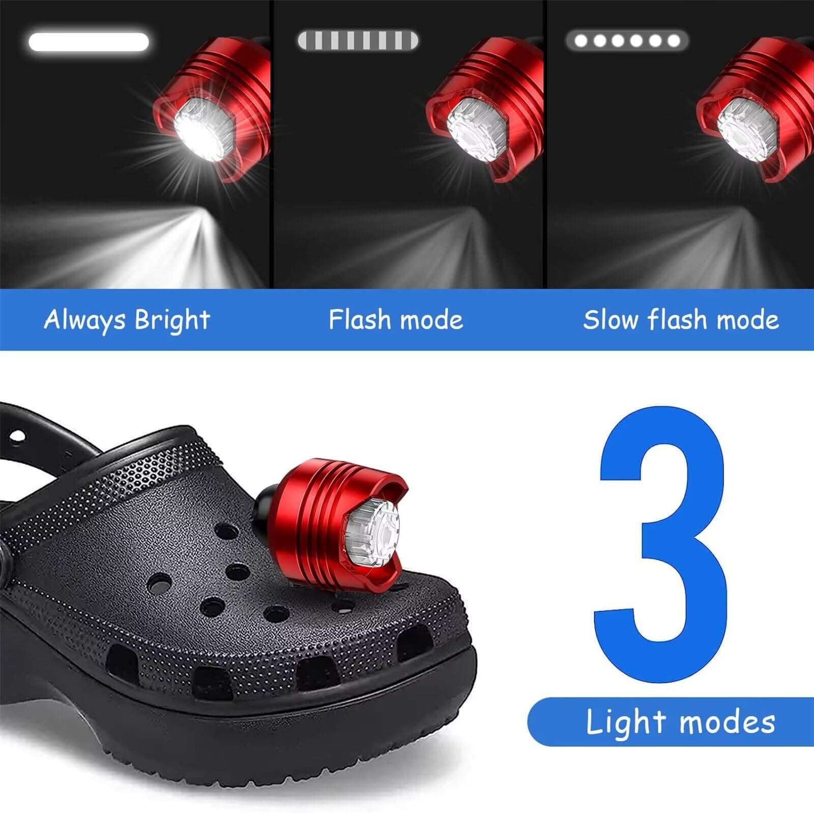 Clog Lights for Shoes, Clog Attachments Lights for Clog, Clog Accessories Men Clogk Lights for Shoes, Shoe Accessories for Clog, Flashlights for Camping, Adult Clog Charms Clog Accessories for Women