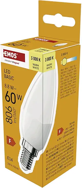 EMOS LED-Lampe BASIC Kerze E14 Warmweiß 806 lm Energiesparend