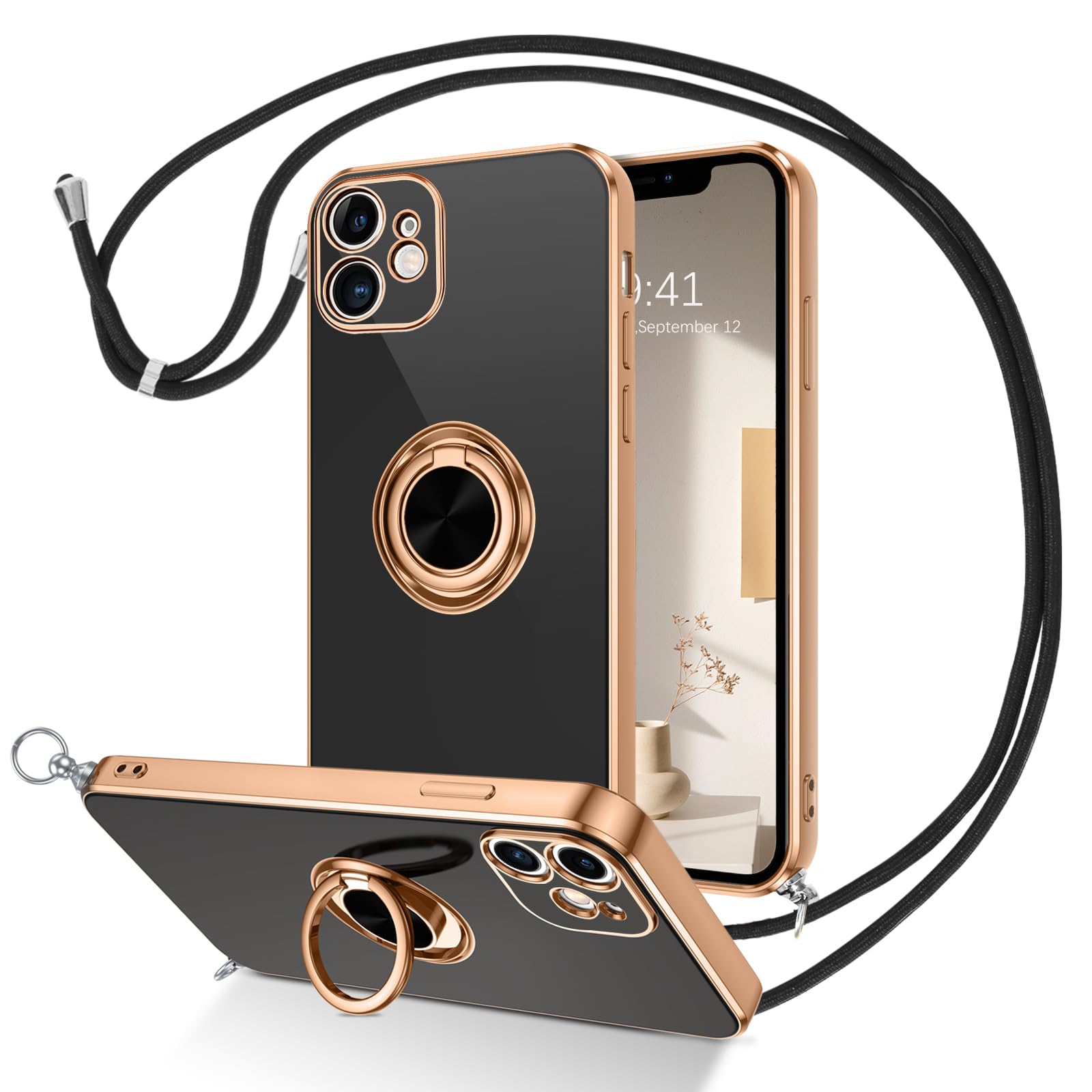 DOMAVER Custodia per iPhone 12 Pro Max con supporto ad anello a 360