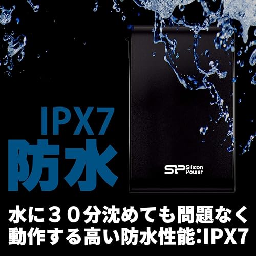 Miniatura 5 de SP Silicon Power Disco duro portátil 2TB 2.5 "USB 3.02.0 a prueba de golpes impermeable armadura A80 negro SP020TBPHDA80S3K