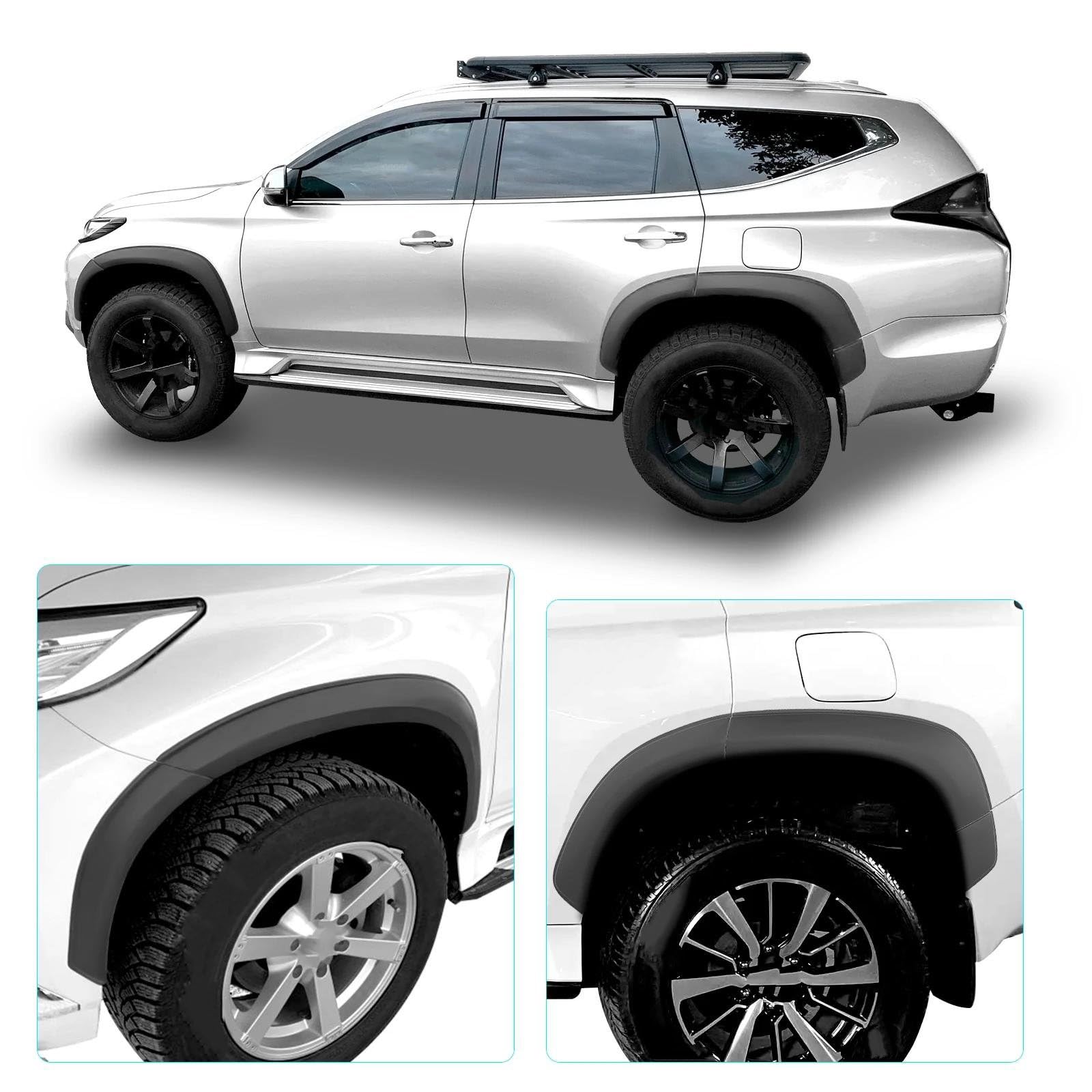 Łuk koła samochodowego 1 zestaw akcesoriów samochodowych matowa czarna części zewnętrzne 4,3" Fender Flares Rozszerzenie łuku koła do Mitsubishi dla Pajero Sport 2015-2019 Fender Flares