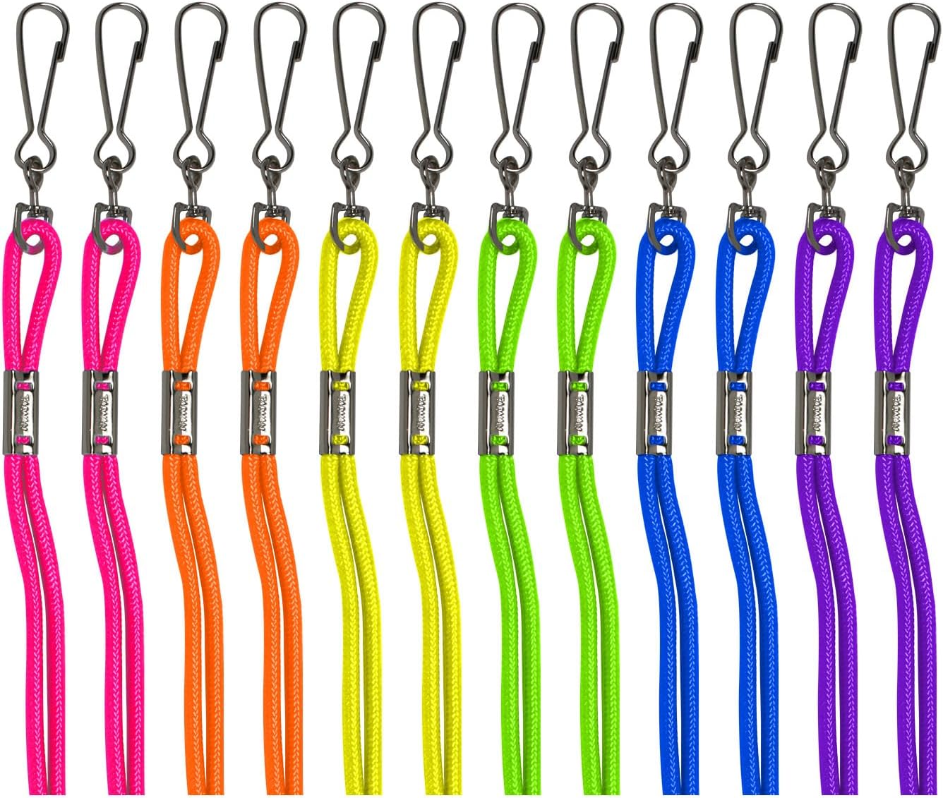 Champion Sports Nylon Lanyards with J-Hook Clip, Assorted Neon - 12 Pack (Retail Card)