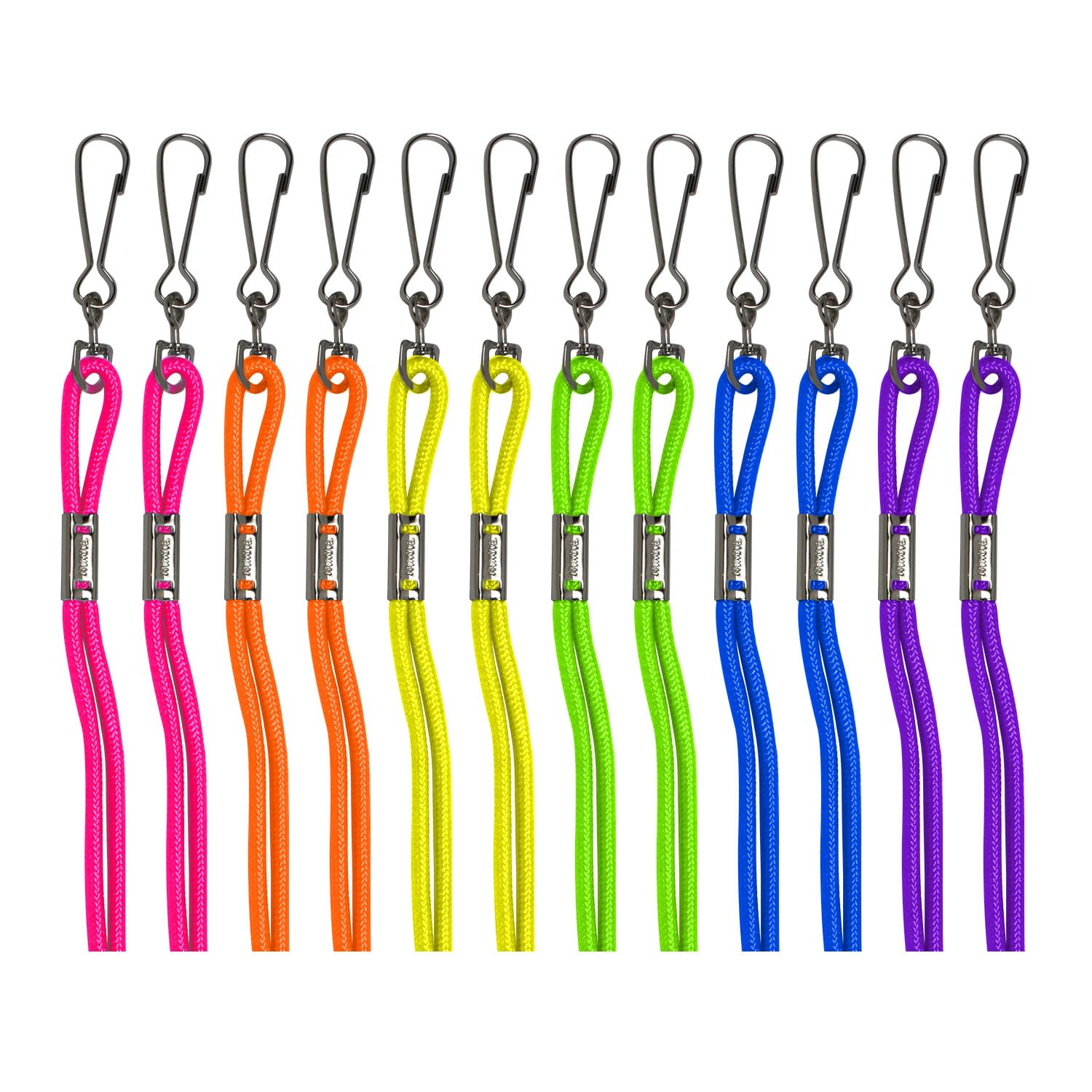 Champion Sports Nylon Lanyards with J-Hook Clip, Assorted Neon - 12 Pack (Retail Card)