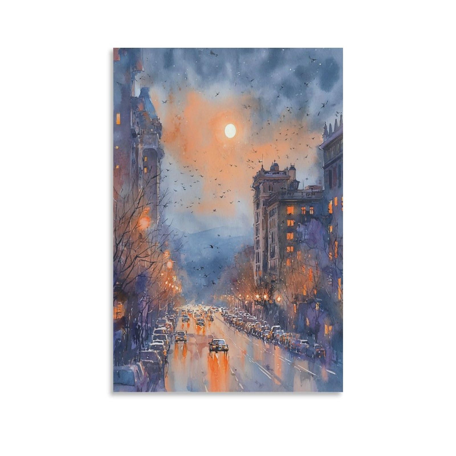 XWYMXZ Portland Watercolor 24x36inch(60x90cm) Vintage Travel Poster Watercolor Canvas Art
