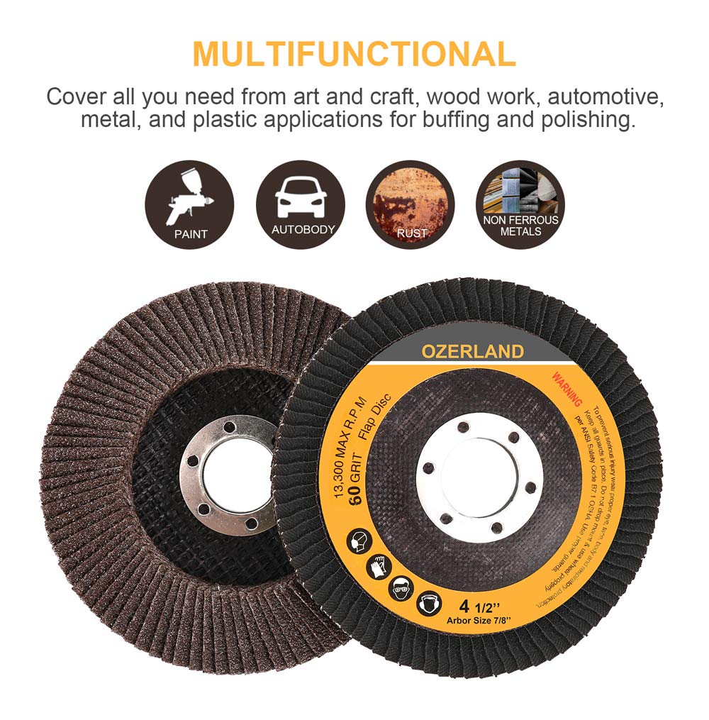 4.5 Inch x 7/8 Inch 40 Grit Professional Flap Disc High Density Jumbo(Single Disc Weight 3 oz) High Temperature Sintered Aluminium Oxide(More Durable) 12 Pack
