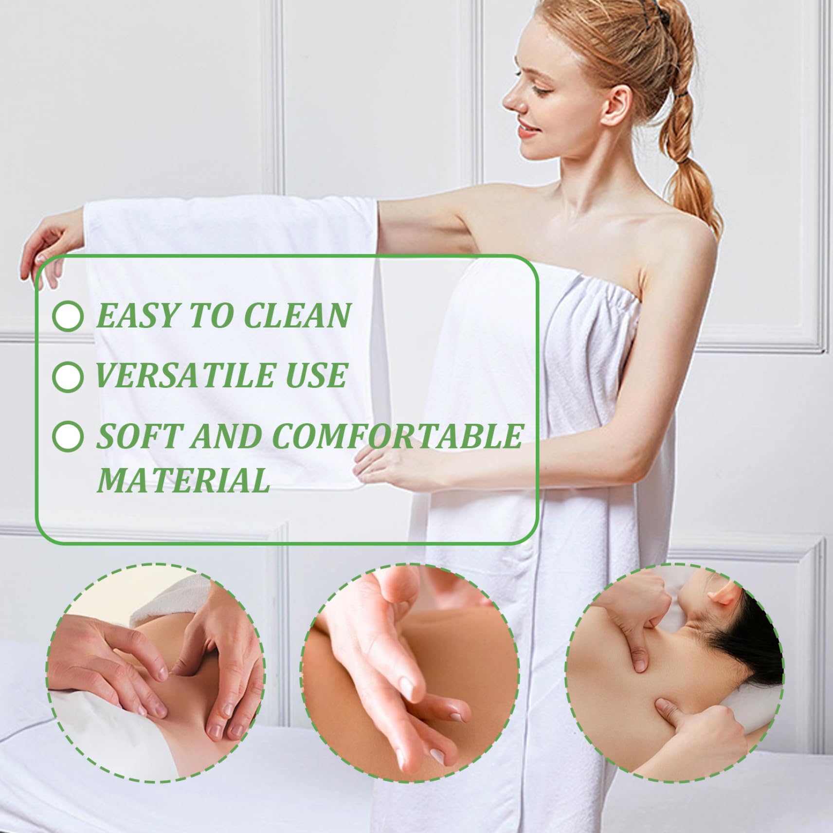Asciugamani da Bagno, Accappatoi Spa per Donna 2 Pezzi Asciugamani Spa Forti Assorbenti Avvolgenti in Microfibra Traspirante con Chiusura a Scatto Accappatoi Bianchi Non sbiadiscono per Sauna Massagg