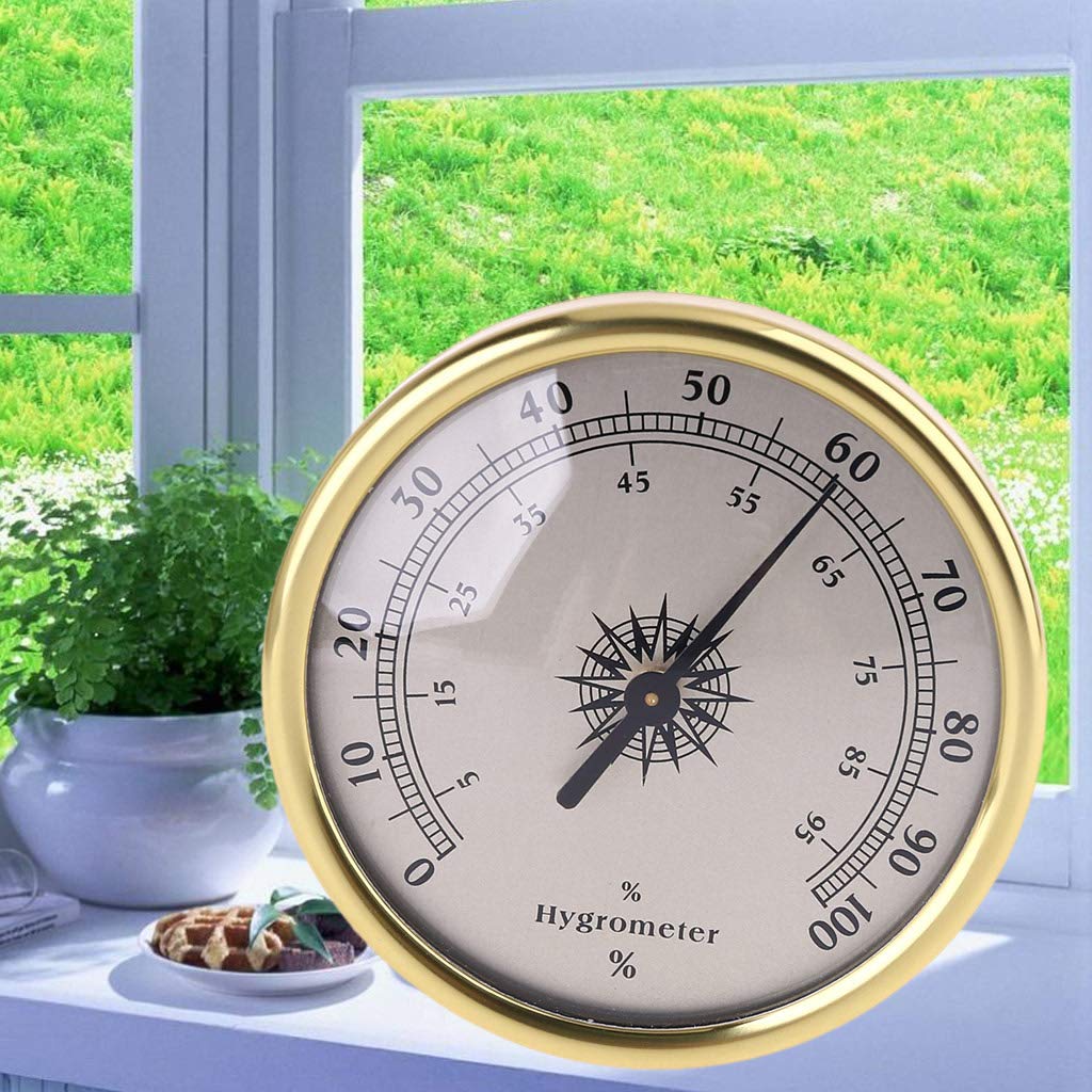 7.2cm Gold Hygrometer With Metal Hands Instrumentation Humidity Meter Gauge No Battery Needed