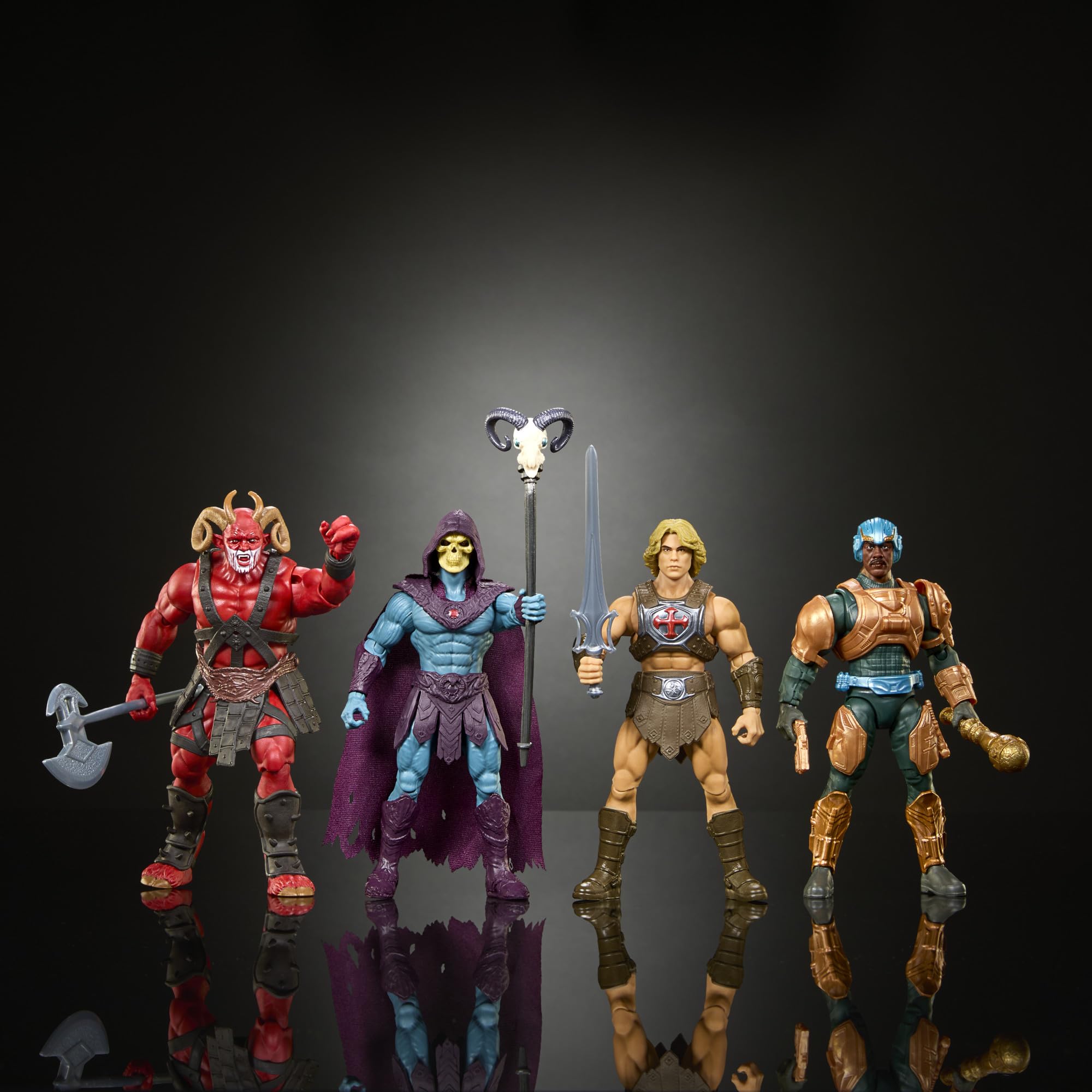 Masters of the Universe Actionfigur-Spielzeug Viererpack, ca. 14 cm, detailgetreu zum Film von 2026 mit 1 exklusivem Inhalt, 14 Bewegungspunkte, Galitzine Elba Björnsson, JKJ33 - 2