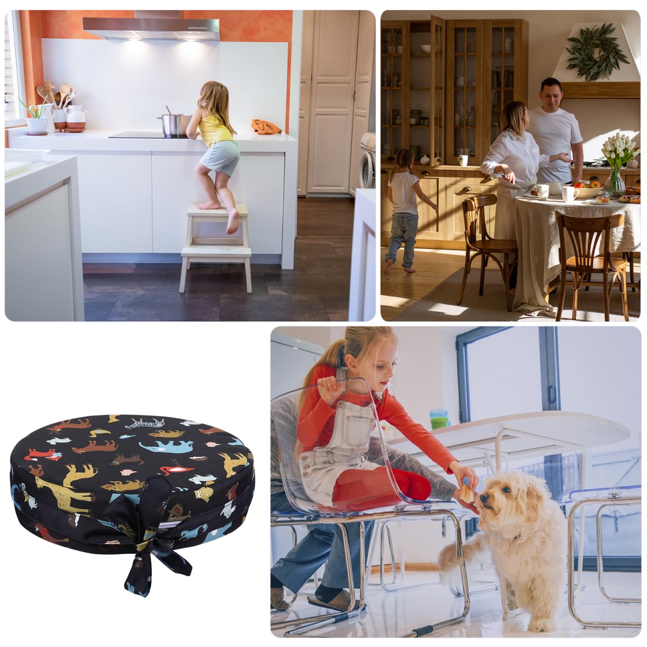 Toddmomy Alzasedia Bambini Rotondo Cuscino Rialzato Per Sedia Da Pranzo Con Imbottitura in Spugna Alta Densità Antiscivolo Facile Da Pulire Per Seggioloni Bambini 12.6X12.6X3.1 Pollici