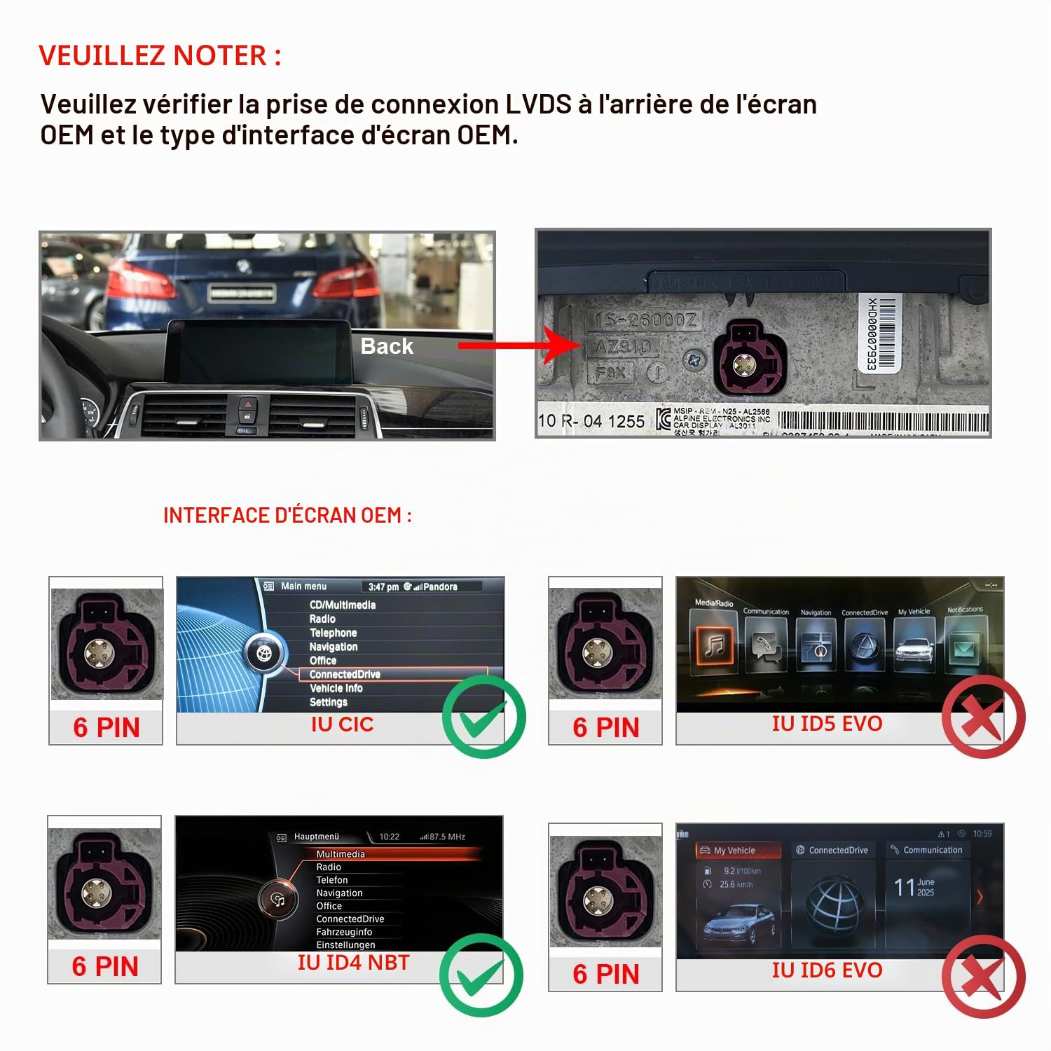 PEMP Écran Linux 10,25 Pouces pour BMW Série 3 F30 2012-2017 système NBT CIC, Compatible CarPlay iOS 26, Android Auto et Mirror Link, fourni avec caméra de recul AHD 720P