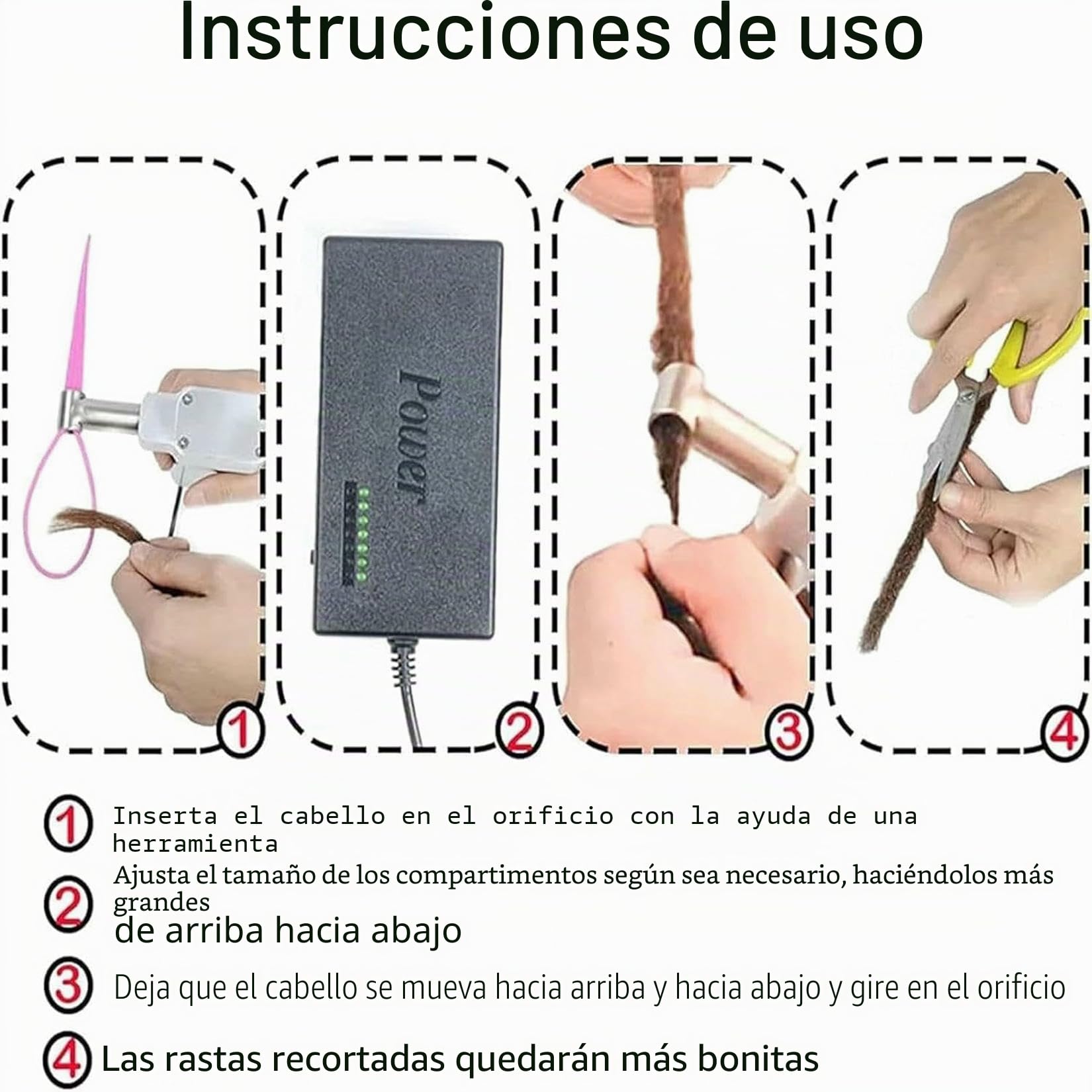 Máquina eléctrica de rastas de Mano, Kit de máquina de rastas para trenzar Cabello sintético, máquina portátil para Hacer rastas.