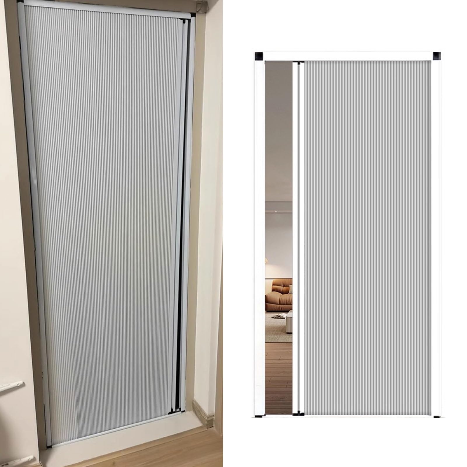 Honeycomb Accordion Folding Door No Drilling Push-Pull Design for Interior & Exterior Use White Concertina Doors (130cm/51.2in 240cm/94.4in)