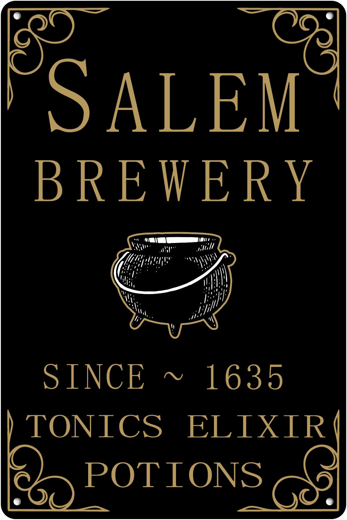 SMAZDFXX Salem Brewery Tin Sign Tonics Elixir Potions Vintage Chic Halloween Metal Signs Artistic Decorations For coffee shop And Pub 8"x12"