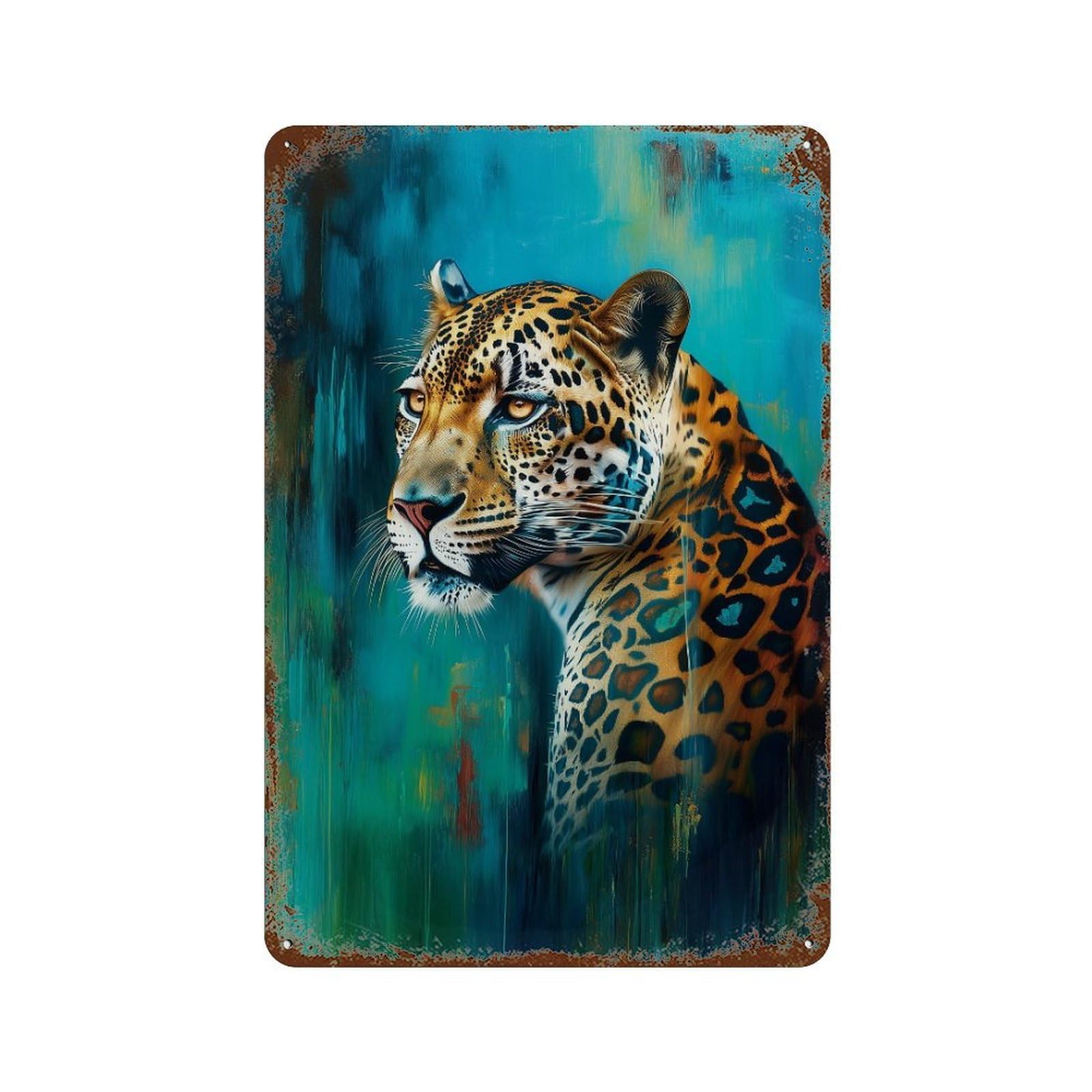 Retro Metal Sign with Jaguar Art Print Design 11.8"x7.9", for Shed, Workshop And Garage Wall Decor, Industrial Home Decor