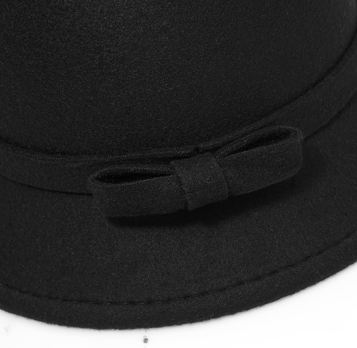 Chapeau cloche en feutre pour femme avec nœud papillon Fedora - Chapeau melon vintage des années 1920
