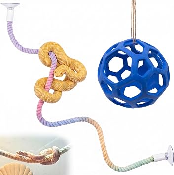 Snake Enrichment Toys Ball Snake Enclosure Accessories Reptile Climbing Decor with Clear Suction Cups, Suitable for Chameleons, Corn Snakes, Ball Python, and Other Reptiles