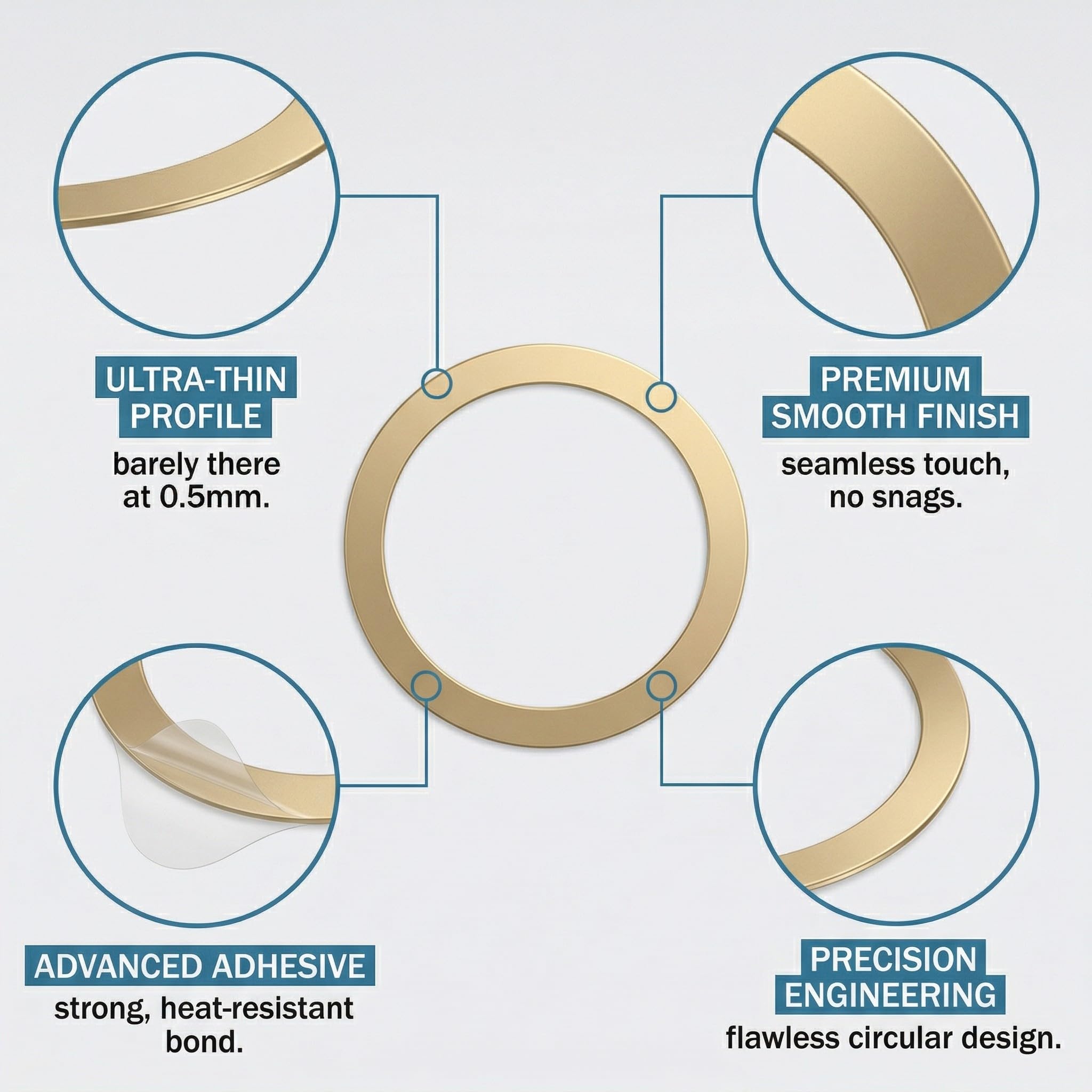 6 Pezzi Adesivo Universale Ad Anello in Metallo per Ad Anello, Compatibile con Caricatore Senza Fili Magnetico, Non Magnetici
