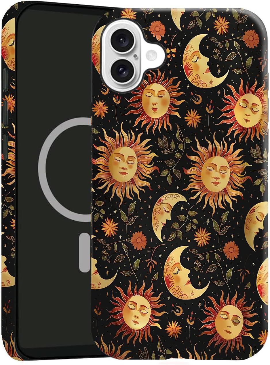 Generic Case Compatible with iPhone 15,[Compatible with MagSafe] Aesthetic Cool Sun Moon Design Phone Case for Girl Women Boy Men,Dual-Layer Fashion Design