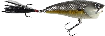 Lunkerhunt Popper Fishing Lure with Feathered Tail Hook | Impact Crush | Topwater Hard Bait Fishing Lure for Bass Fishing | Popping Action generates Disturbance Attract Bass Trout and Pike Saltwater