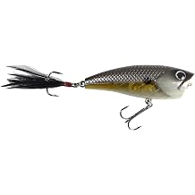 Lunkerhunt Popper Fishing Lure with Feathered Tail Hook | Impact Crush | Topwater Hard Bait Fishing Lure for Bass Fishing | Popping Action generates Disturbance Attract Bass Trout and Pike Saltwater