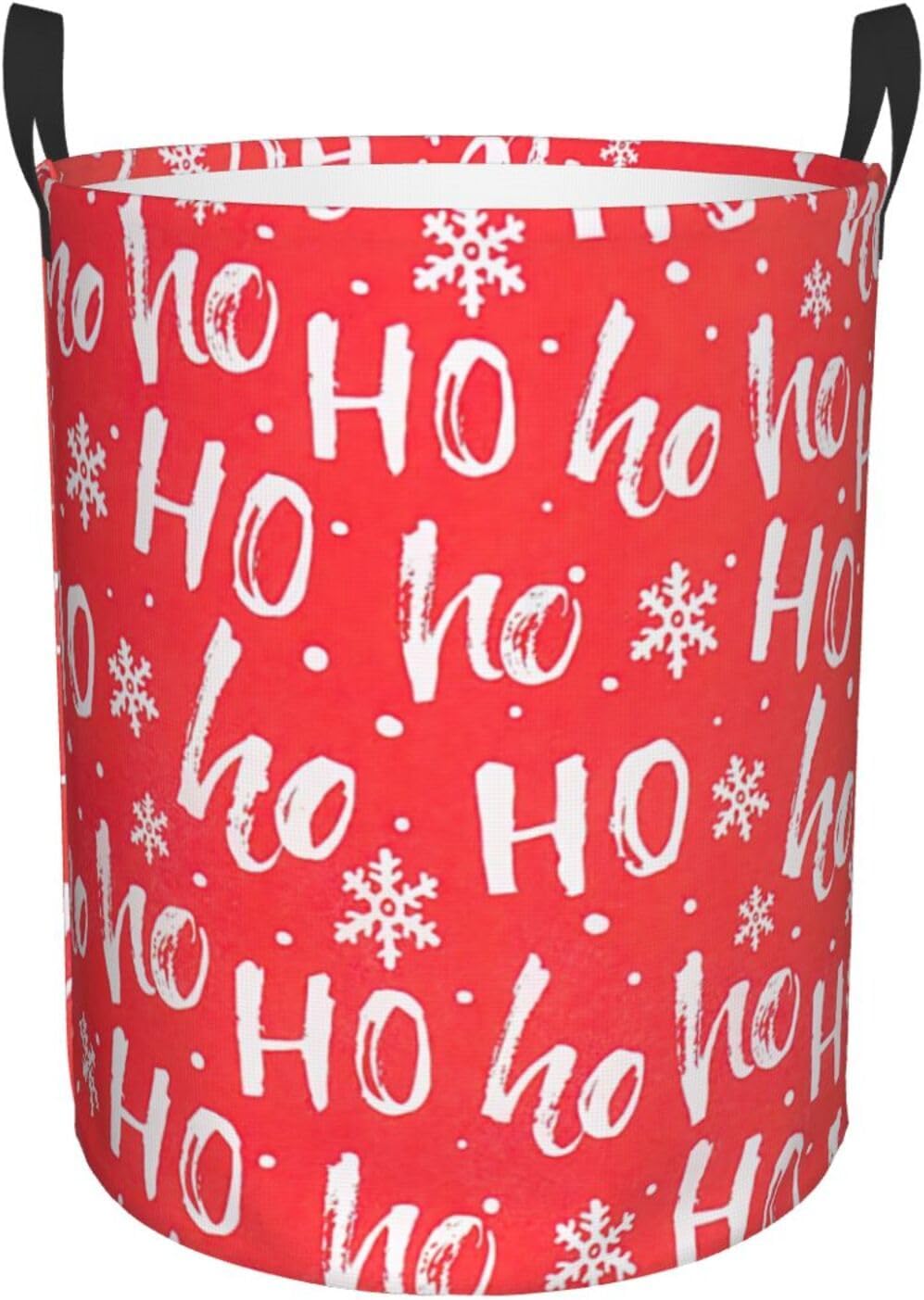 Christmas Background Round Waterproof Oxford Fabric Large Clothes Basket Laundry Hamper With Handles,Toy Storage