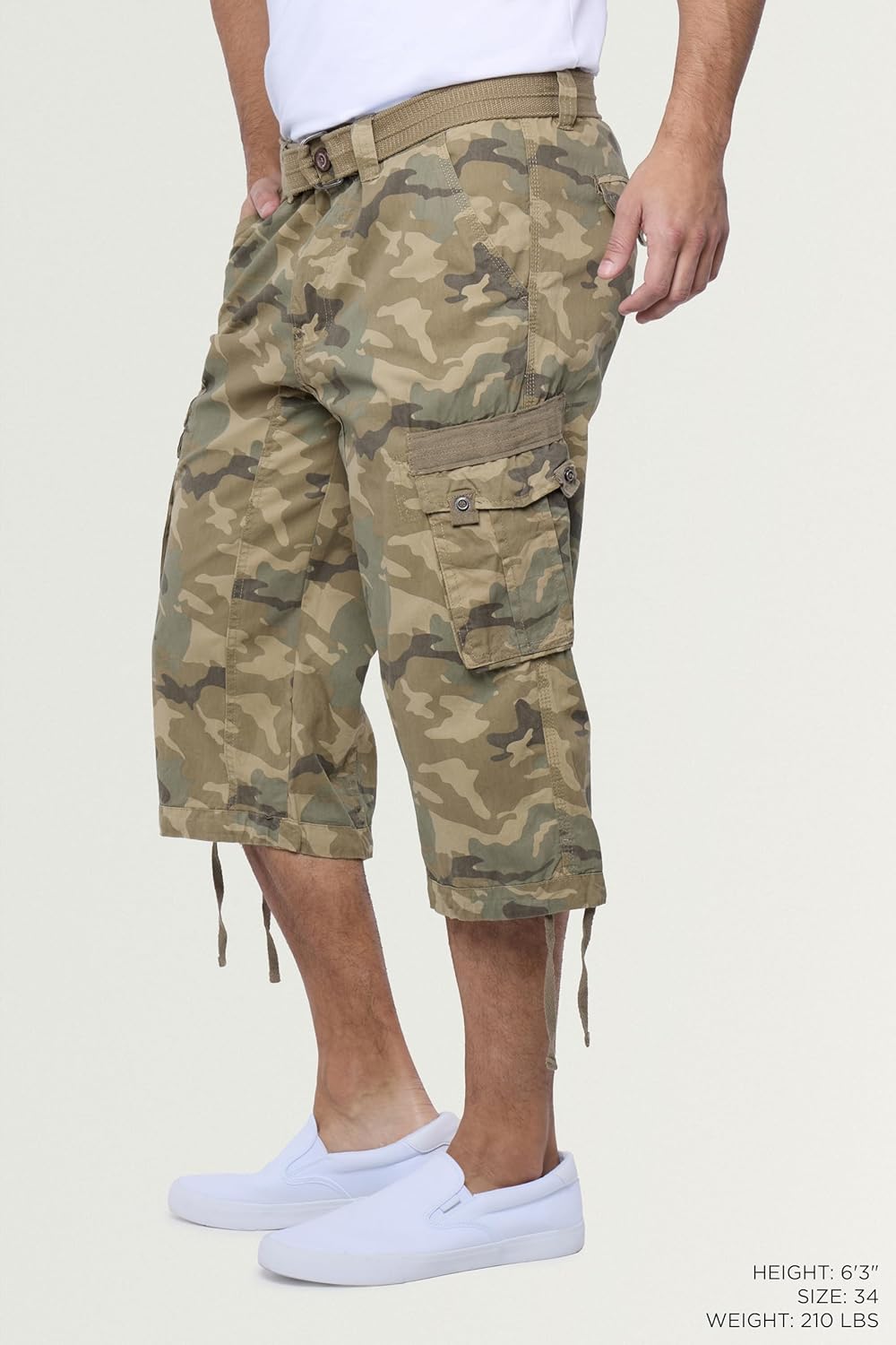 X RAY Men's Belted Long Cargo Shorts for Men, Below Knee Length Mens Cargo Shorts, 3/4 Pants (Big and Tall Shorts for Men) - Image 3