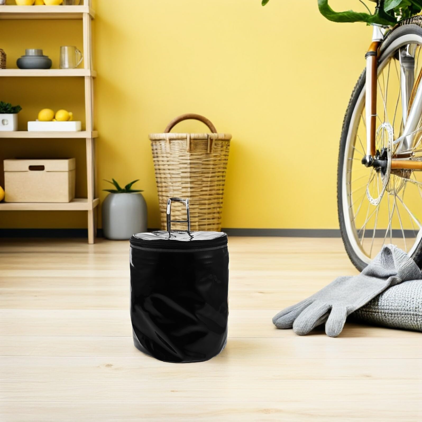 Cestino Anteriore in Tela con Zip per Bici Elettriche e Cruiser Borsa Portaoggetti Manubrio con Ganci e Striscia Riflettente per Spesa e Trasporto Quotidiano