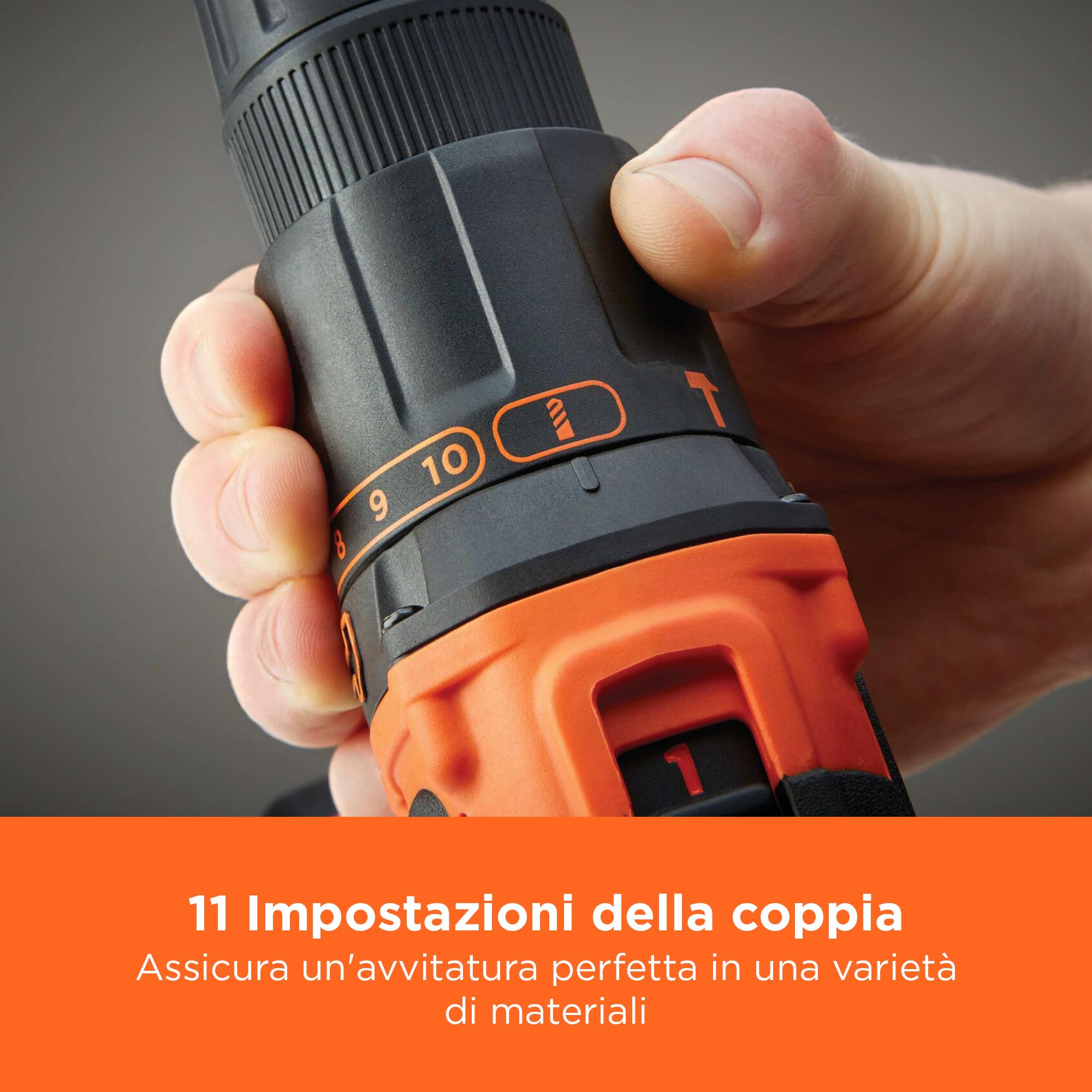 BLACK+DECKER Trapano a percussione da 18V, 2 batterie da 2Ah, caricabatterie da 400mA, 100 accessori, custodia, BDCHD18D2AB-QW